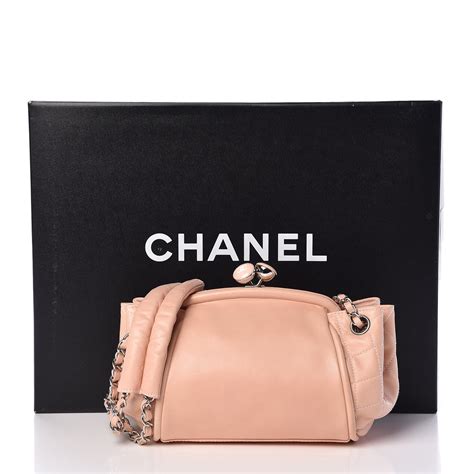 CHANEL Lambskin CC Kiss Lock Accordion Bag Rose Clair